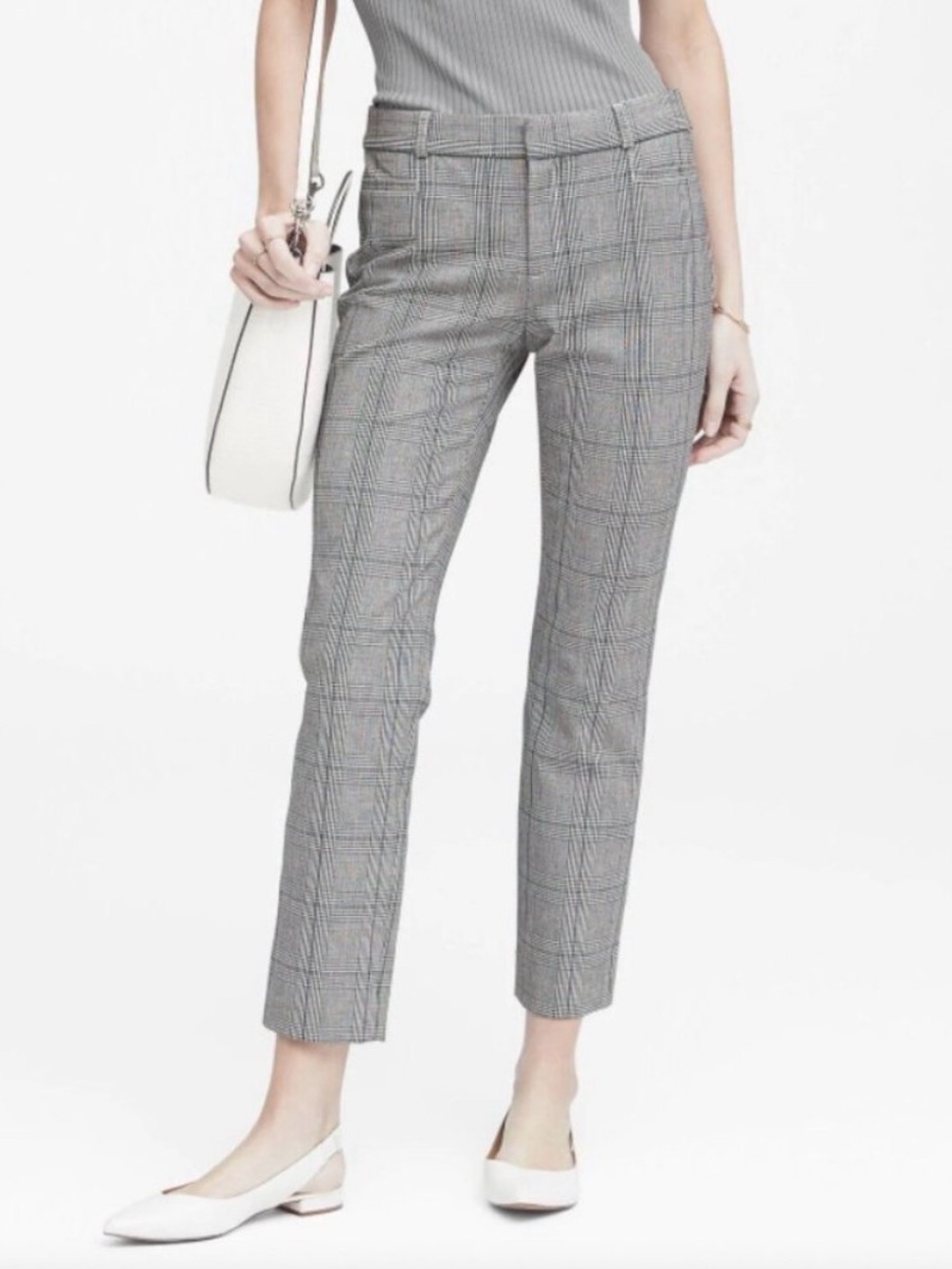 Banana Republic Sloan Tailored Gray Glen Plaid Ankle Pants Size 12